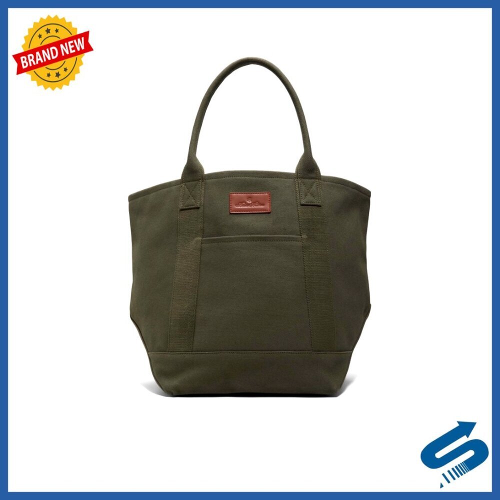 Canvas Tote Bag with Leather Patch, Spacious Interior, Magnetic Closure